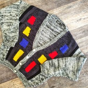 Vintage Street Scenes color block cardigan sweater